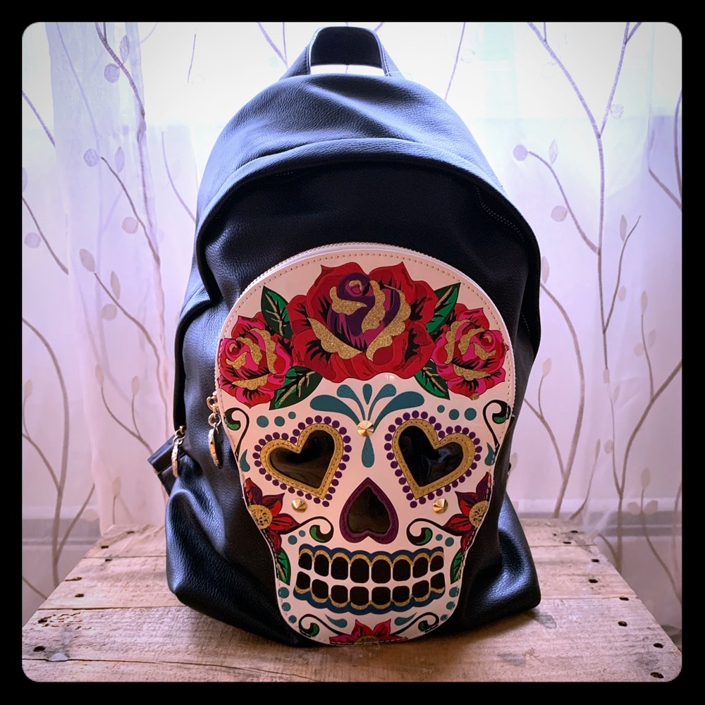 Betsy Johnson Skull leather backpack